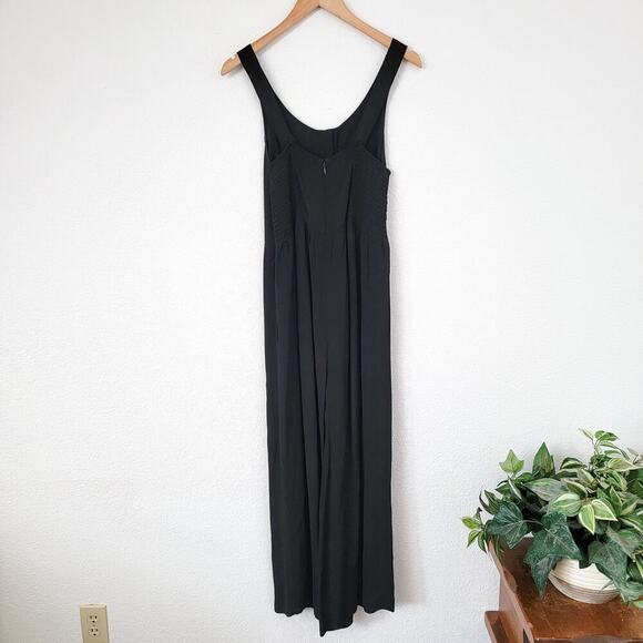 Madewell Smocked Black Button Front Wide Leg Sleeveless Jumper One Piece Size 2 - Picture 6 of 11